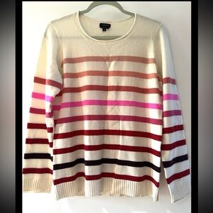 Talbots Women's Pure Cashmere Pullover Striped Sweater Size M